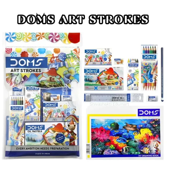 Picture of Doms Art Strokes Kit- 9 Items In 1 Kit | DOMS Value Art Set For Kids | Comprehensive Art Combination Kit