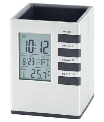 Picture of Table Clock With Pen Holder Cube Desk Stand
