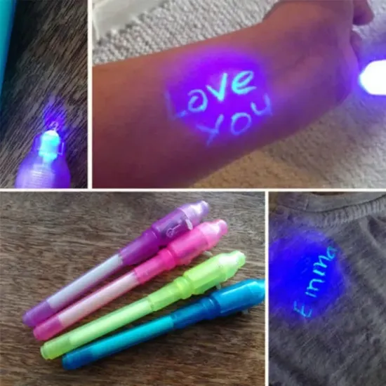 Picture of Invisible Writing Magic Pen Uv Light Ultra Violet Ink Secret Message - 2Piece | Ultra Violet Ink Magic Pen