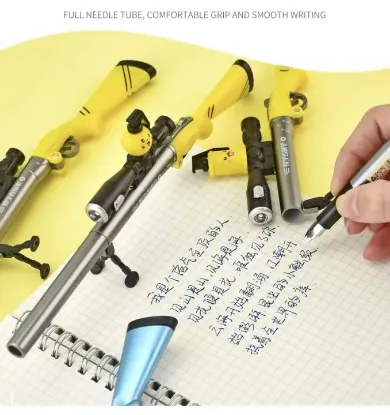 Picture of AK Store 9" Sniper Rifle Gun Shape Bullet Pen with Luminous LED Sniper Scope Kids Toy Birthday Gift Student Stationery Bullet Pen