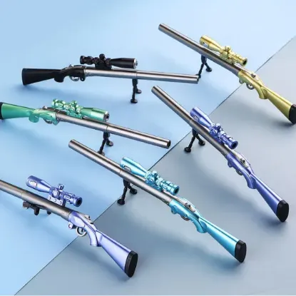Picture of AK Store 9" Sniper Rifle Gun Shape Bullet Pen with Luminous LED Sniper Scope Kids Toy Birthday Gift Student Stationery Bullet Pen