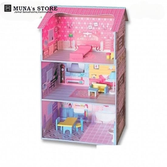 Picture of WOODEN BARBIE DOLL HOUSE WITH FURNITURE TOY 1093