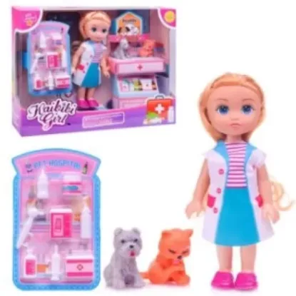 Picture of Doll With Pet Doctor Set Mini Vet Toys