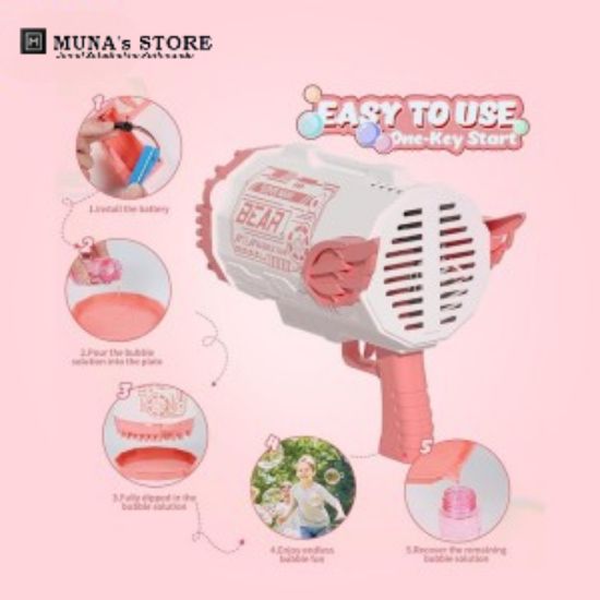 Picture of BAZUKA ROCKET BUBBLE WITH LIGHT - RECHARGEABLE 112 HOLES