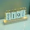 Picture of Vintage Wooden Desk Perpetual Led Calendar Week Date Display Calendar Office Desktop Decoration