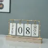 Picture of Vintage Wooden Desk Perpetual Led Calendar Week Date Display Calendar Office Desktop Decoration