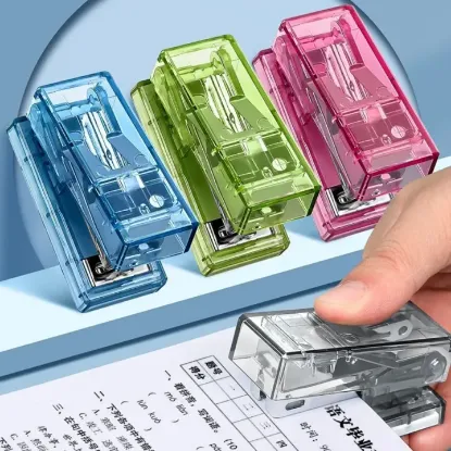 Picture of Office Bookbinding Supplies Mini Mini Stapler with 1000 Staples Multifunction Office Binding Tools Transparent Durable Paper Binder Set Paper Binding