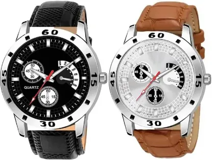 Picture of Analog Watch - For Men Combo Pack Of 2 Black & Brown - Near Me