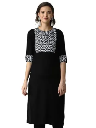 Picture of Women's Rayon Foil Print Straight Kurta
