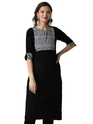 Picture of Women's Rayon Foil Print Straight Kurta