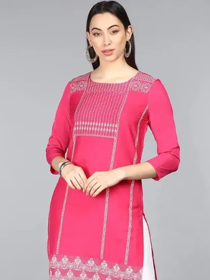 Picture of Women's Crepe Ethnic Motifs Printed Straight Kurta