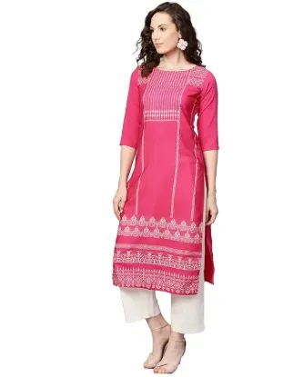Picture of Women's Crepe Ethnic Motifs Printed Straight Kurta