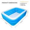 Picture of P FOR POGU 10 Feet Rectangular Inflatable Pool with Electric Pump Full-Sized Swimming with Family Bathtub for Kids Adults Outdoor Backyard Garden Summer Party (Blue)