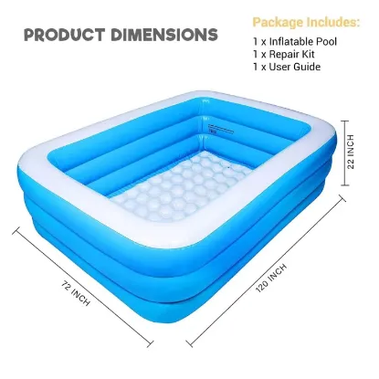 Picture of P FOR POGU 10 Feet Rectangular Inflatable Pool with Electric Pump Full-Sized Swimming with Family Bathtub for Kids Adults Outdoor Backyard Garden Summer Party (Blue)