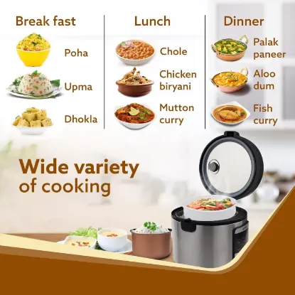 Picture of Royal Electric Rice Cooker,5 Litre Ceramic Coated Inner Bowl,Steam Basket,6 Preset Cooking Function With Advanced Fuzzy Logic,Keep Warm Function,Cooks Up To 8 Cups