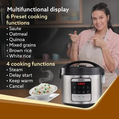 Picture of Royal Electric Rice Cooker,5 Litre Ceramic Coated Inner Bowl,Steam Basket,6 Preset Cooking Function With Advanced Fuzzy Logic,Keep Warm Function,Cooks Up To 8 Cups