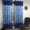Picture of 2 Piece Garden Panel Eyelet Polyester Door Curtains - 7 Feet, Blue