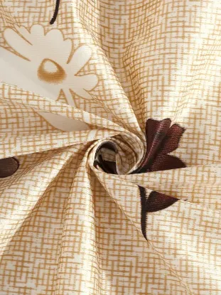 Picture of Home Sizzler 2 Pieces Digital Print Eyelet Polyester Window Floral Opaque Curtains - 5 Feet, Brown - Near Me