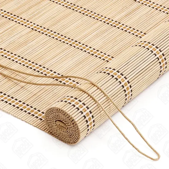 Picture of SPACE Bamboo Curtains - W 4 ft x H 6 ft - Rope Mechanism Roll Up Down Bamboo Shade for Sunlight, Dust Protection Window Chick Blinds for Balcony, Restaurant, Hotel, Dhaba, Resort