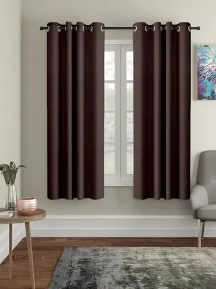 Picture of Polyester Blackout Window Curtains (Pack of 2, 5 FEET, Brown Dark)