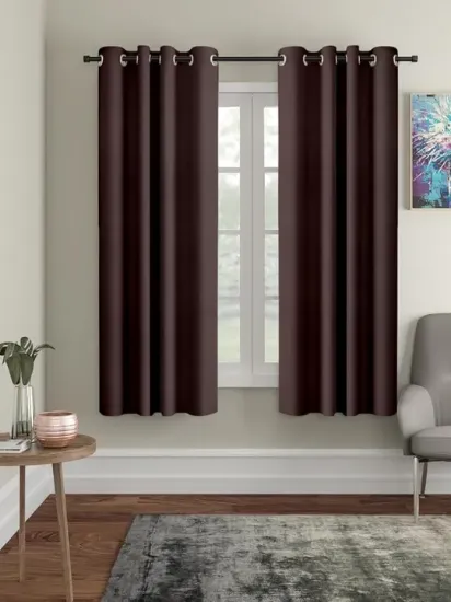 Picture of Polyester Blackout Window Curtains (Pack of 2, 5 FEET, Brown Dark)