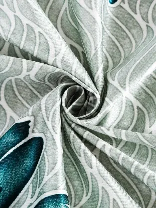 Picture of Home Sizzler 2 Pieces Sunflower Panel Eyelet Polyester Door Curtains - 7 Feet, Turquoise Green