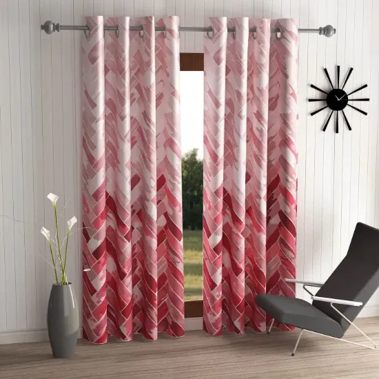 Picture of Home Sizzler 2 Pieces Geometrical Panel Eyelet Polyester Semi Sheer Door Curtains 7 Feet, Grey(Eyelet),Grommet Curtains