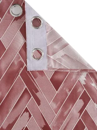 Picture of Home Sizzler 2 Pieces Geometrical Panel Eyelet Polyester Semi Sheer Door Curtains 7 Feet, Grey(Eyelet),Grommet Curtains