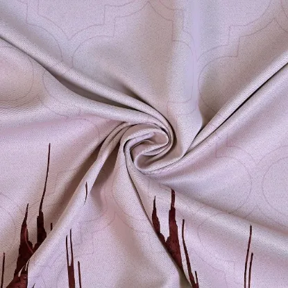 Picture of Polyester Blackout Printed Door Curtains (Pack of 2, 7 Feet, Dark Brown - Maroon)