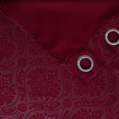 Picture of Polyester Printed Blackout Emboss Window Grommet Curtains (Pack of 2, 5 Feet, Maroon)