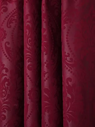 Picture of Polyester Printed Blackout Emboss Window Grommet Curtains (Pack of 2, 5 Feet, Maroon)