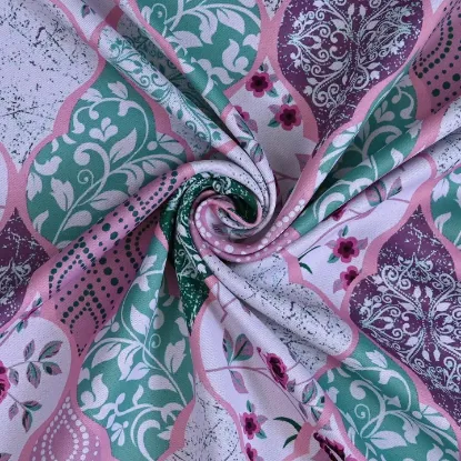 Picture of Polyester Blackout Printed Door Opaque Curtains (Pack of 2, 7 Feet, Green), Grommet Curtains