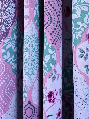 Picture of Polyester Blackout Printed Door Opaque Curtains (Pack of 2, 7 Feet, Green), Grommet Curtains