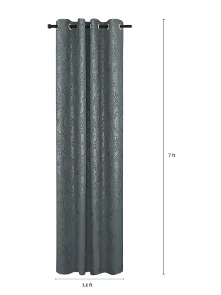 Picture of Polyester Blackout Emboss Door Curtains (Pack of 2, 7 Feet, Grey)