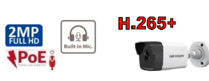 Picture of HIKVISION 2MP IR Bullet H.265+ Network Camera (Built-in Microphone & SD Card Slot) DS‐2CD1023G0‐IUF