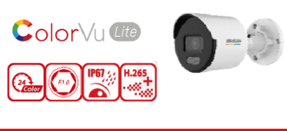 Picture of HIKVISION 4MP ColorVu Lite+ Warm LED Bullet Network Camera (DS‐2CD1047G2‐L / DS‐2CD1047G2H‐LIU)