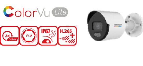 Picture of HIKVISION 4MP ColorVu Lite+ Warm LED Bullet Network Camera (DS‐2CD1047G2‐LUF)