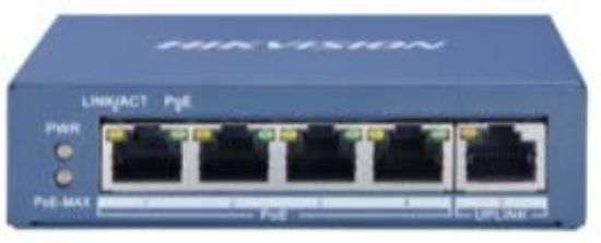 Picture of HIKVISION 4 Port Gigabit PoE Switch DS‐3E0505P‐E – 35W Budget, Metal Build