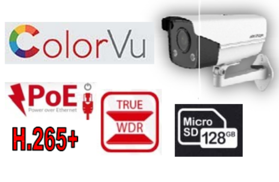 Picture of HIKVISION 2MP ColorVu Warm LED Bullet Network Camera DS‐2CD2T27G3E‐L