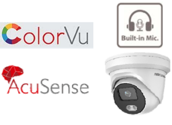 Picture of HIKVISION 4MP ColorVu AcuSense Turret Camera (Built-in Microphone)