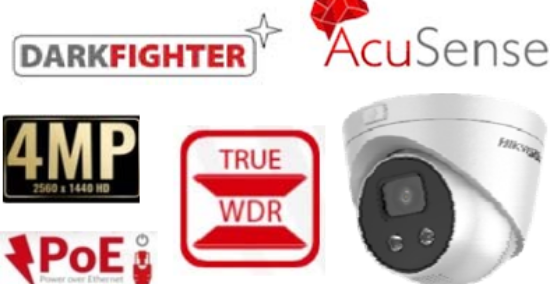Picture of HIKVISION AcuSense 4MP Darkfighter EXIR Network Turret Camera (DS‐2CD2346G1‐I)