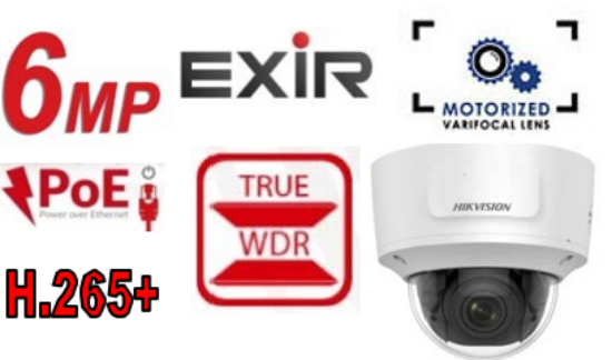 Picture of HIKVISION 6MP Vari-Focal Network Dome Camera (DS‐2CD2763G0‐IZS)