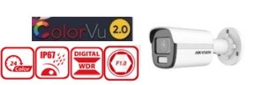 Picture of HIKVISION DS-2CE10DF0T-PF – 2MP ColorVU 2.0 Full Time Color Bullet Camera (3.6mm Lens, IP67)