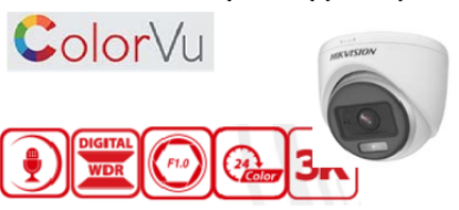 Picture of 3K ColorVu Indoor Audio Fixed Turret Camera – DS-2CE70KF0T-PFS (2.8mm)