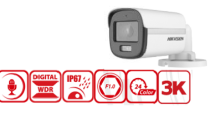 Picture of 3K ColorVu Outdoor Audio Fixed Bullet Camera – DS-2CE10KF0T-PFS (3.6mm)