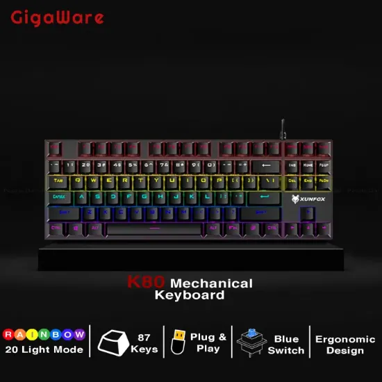 Picture of Gigaware Xunfox K80 Mechanical Keyboard Gaming Keyboard RGB LED Light