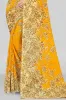 Picture of Printed Daily Wear Georgette Saree (Yellow, Beige)