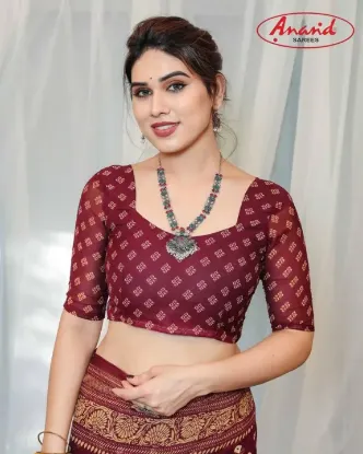 Picture of Printed, Geometric Print Bandhani Georgette Saree (Yellow, Maroon)