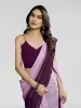 Picture of Striped, Ombre, Printed Bollywood Satin Saree (Pink, Purple)