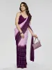 Picture of Striped, Ombre, Printed Bollywood Satin Saree (Pink, Purple)